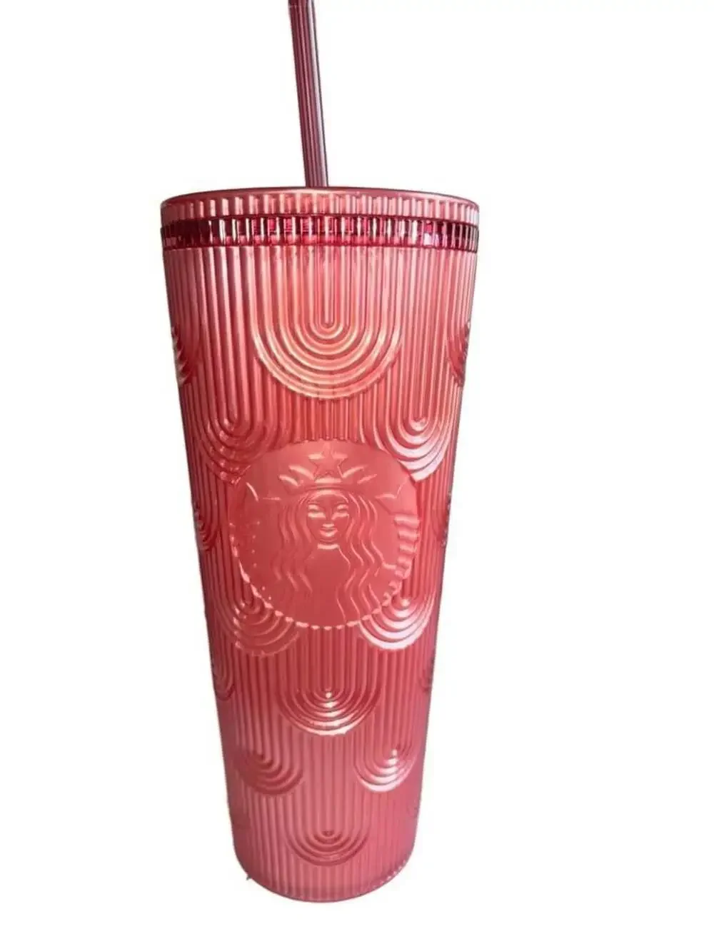 Starbucks 2023 Fall Pink Shimmer Shell Mermaid Scales Cold Cup Tumbler 24 oz New
